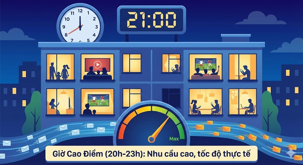  Đo vào giờ cao điểm (đúng nhưng gây hiểu lầm)